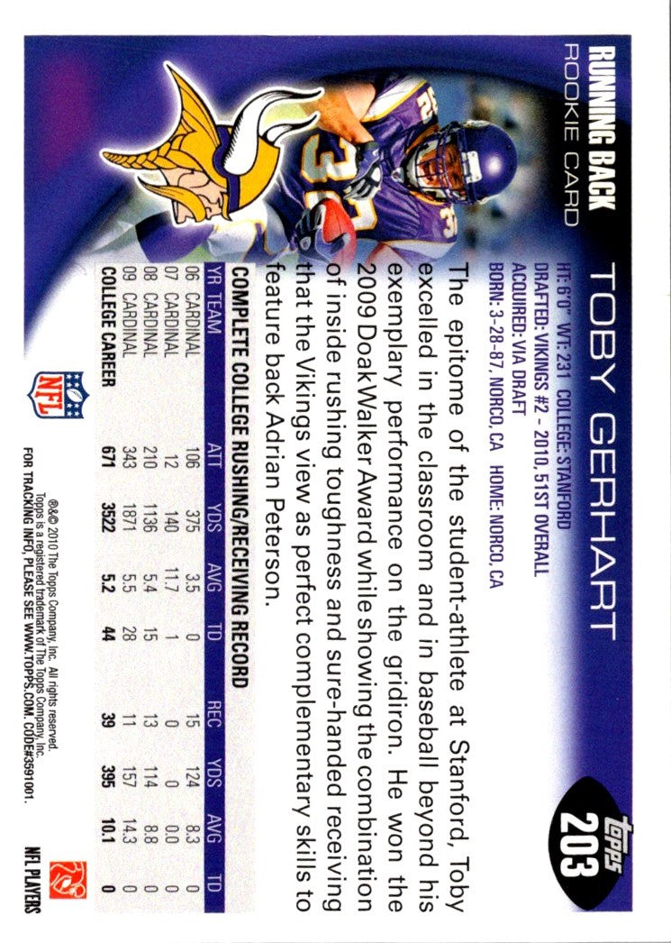 2010 Topps Platinum Toby Gerhart