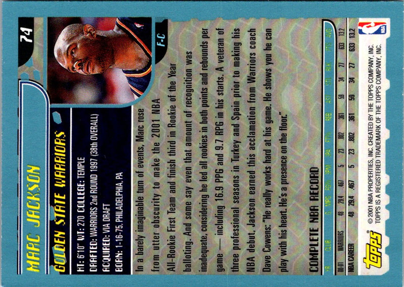 2001 Topps Marc Jackson