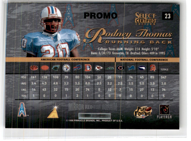 1996 Select Certified Mirror Red Premium Stock Rodney Thomas