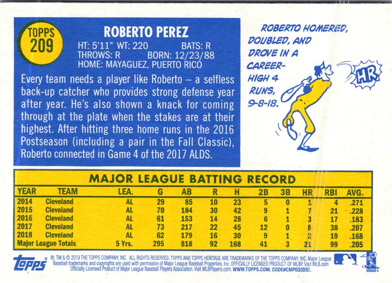 2019 Topps Heritage Roberto Perez