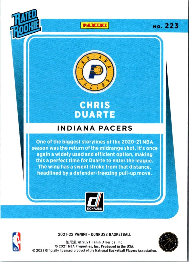 2021 Donruss Rated Rookies Chris Duarte