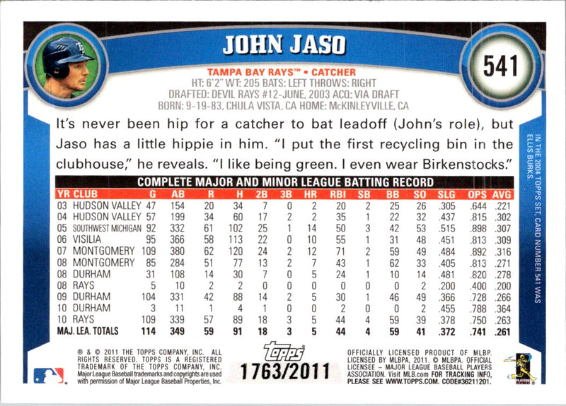 2011 Topps Gold John Jaso