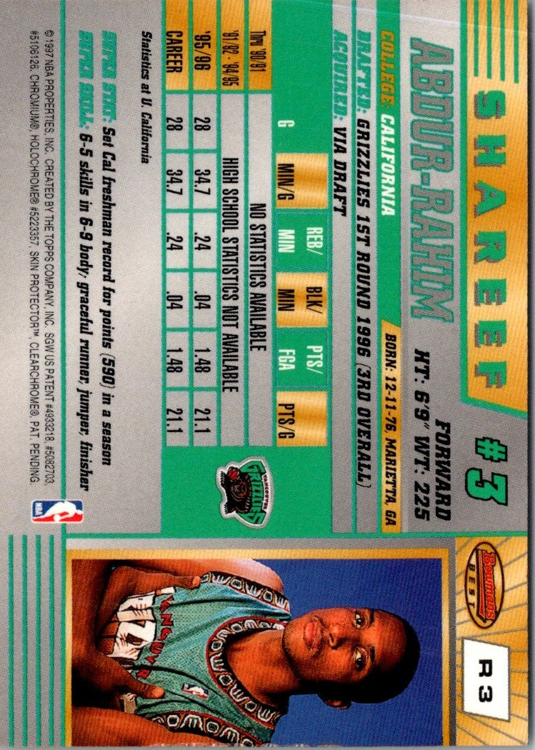 1996 Bowman's Best Shareef Abdur-Rahim