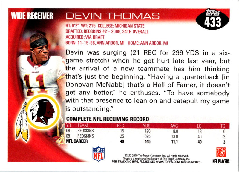 2010 Topps Devin Thomas
