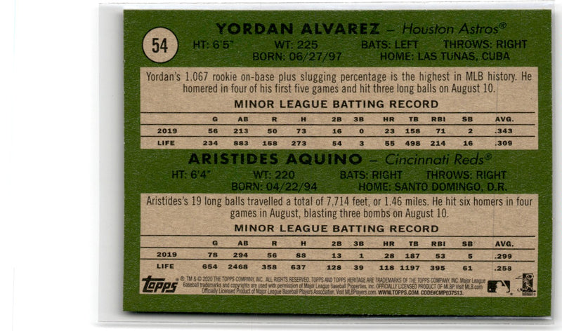 2020 Topps Aristides Aquino/ Yordan Alvarez