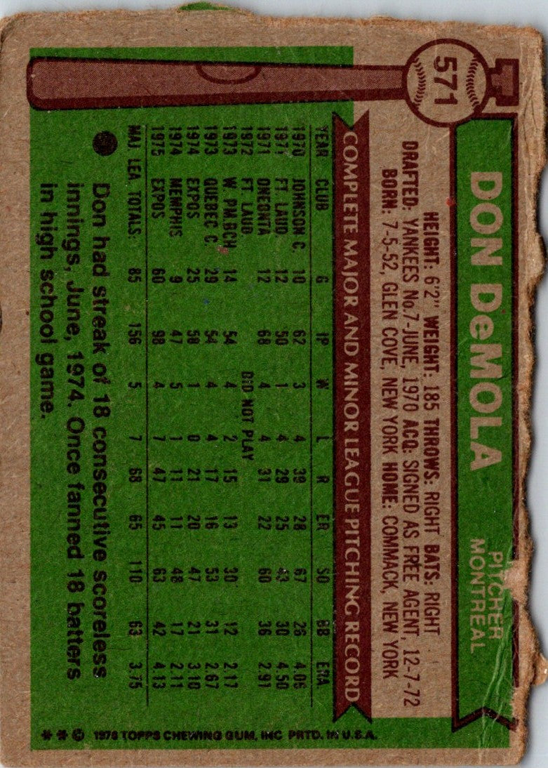 1976 Topps Don DeMola