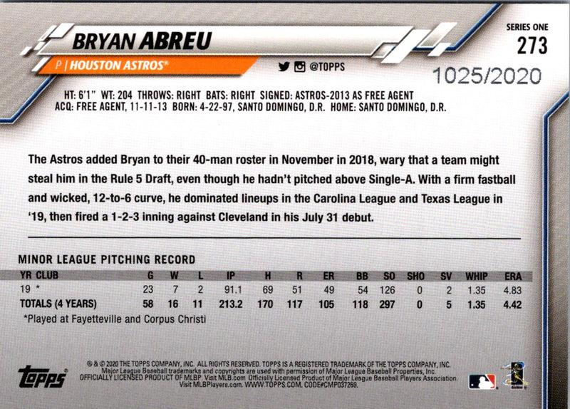 2020 Topps Gold Bryan Abreu