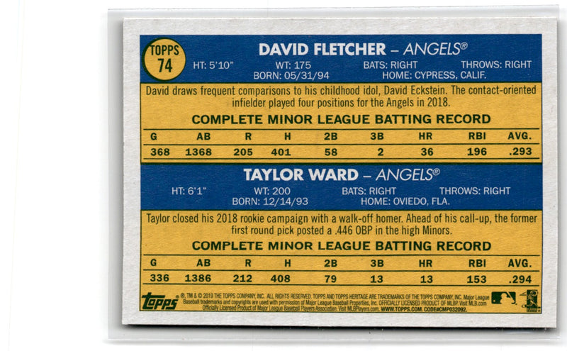 2019 Topps Heritage David Fletcher/Taylor Ward