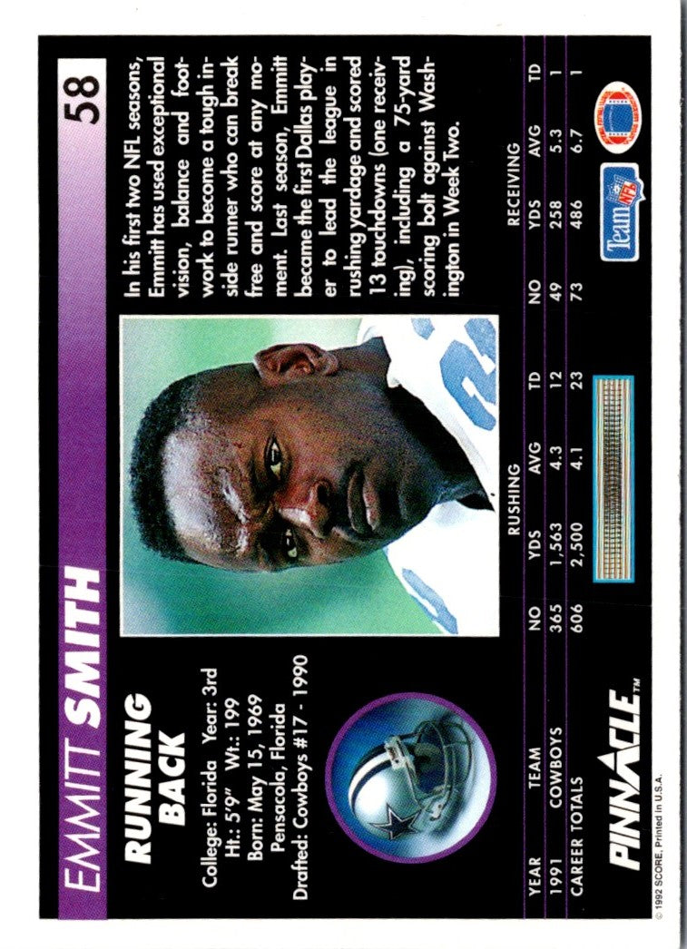 1992 Pinnacle Emmitt Smith