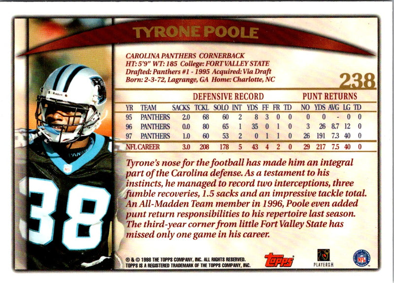 1998 Topps Tyrone Poole