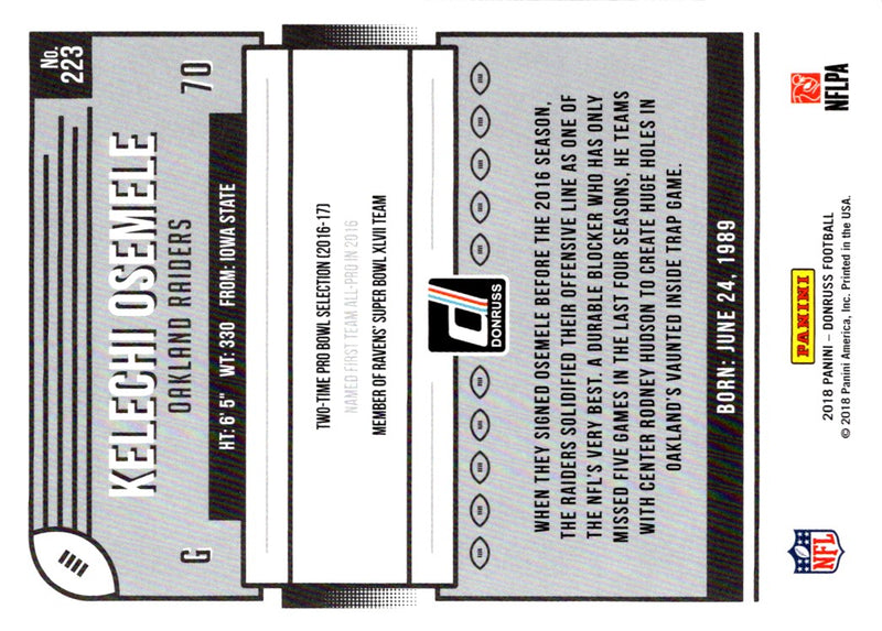 2018 Donruss Kelechi Osemele