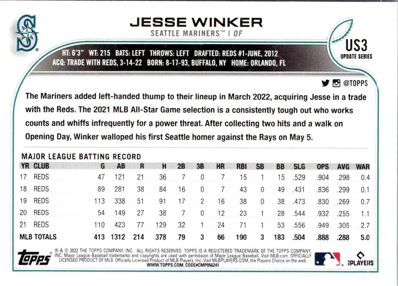 2022 Topps Update Jesse Winker