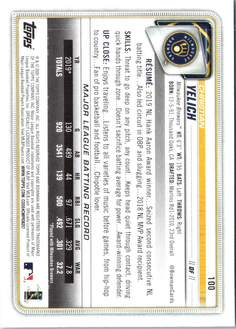 2020 Bowman Yelich