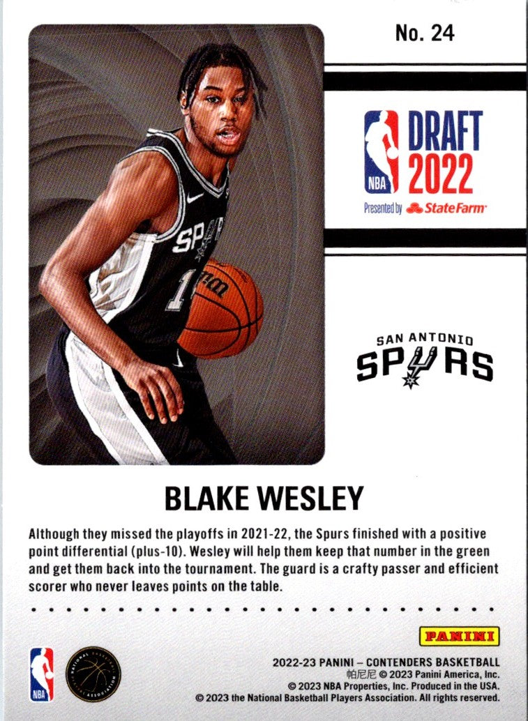 2022 Panini Contenders 2022 Draft Class Blake Wesley