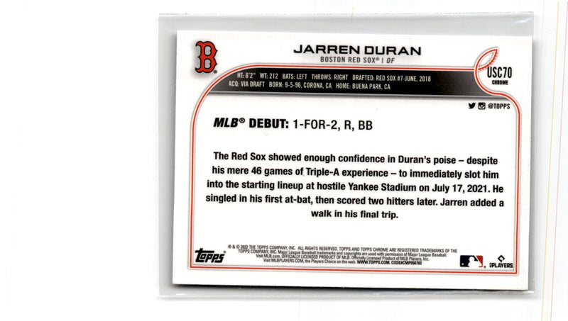 2022 Topps Chrome Update Jarren Duran