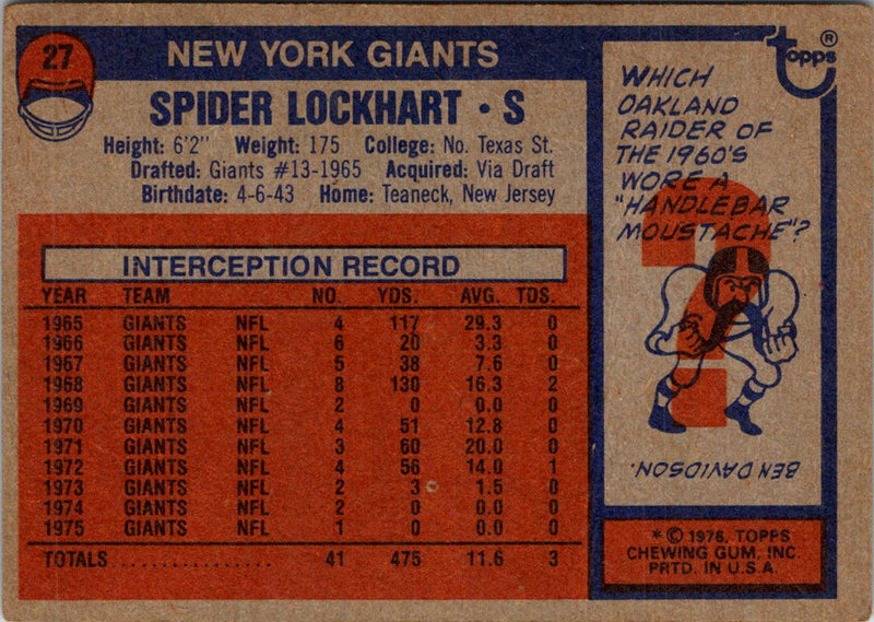 1976 Topps Spider Lockhart