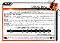 2021 Bowman Prospects Yusniel Diaz #BP-76