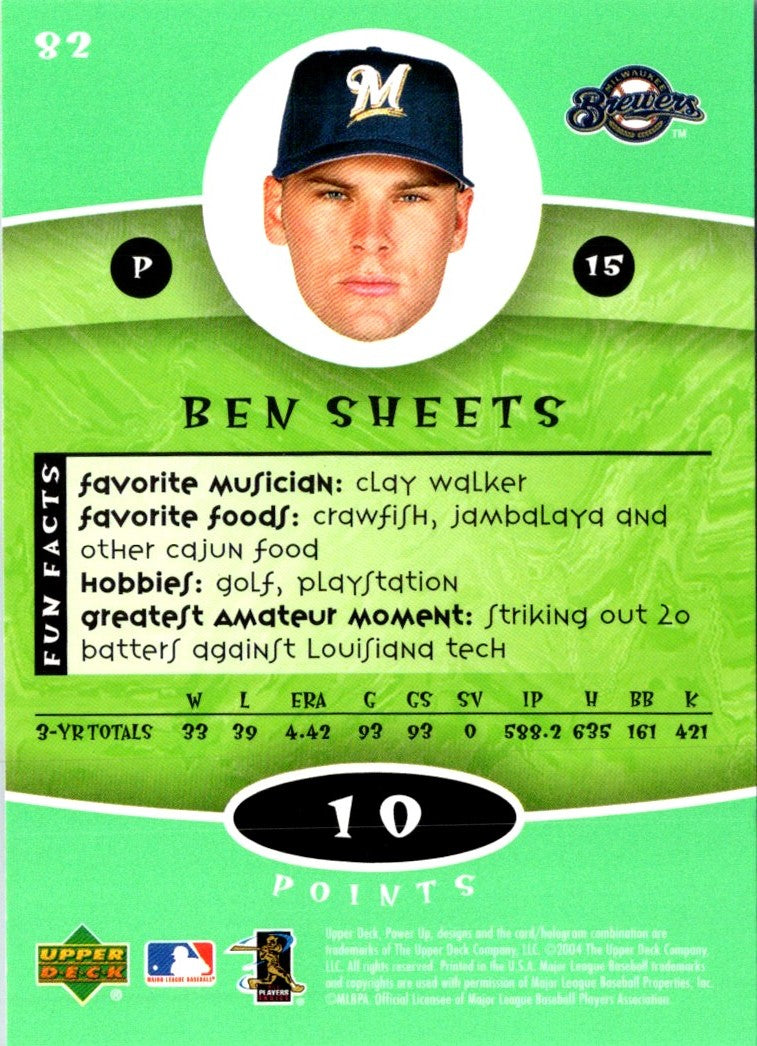 2004 Upper Deck Power Up Ben Sheets