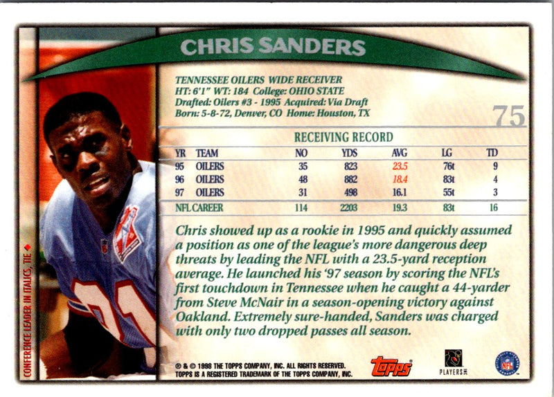 1998 Topps Season Opener Chris Sanders