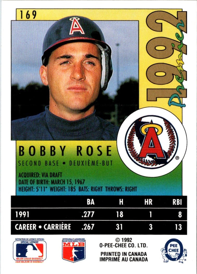 1992 O-Pee-Chee Premier Bobby Rose