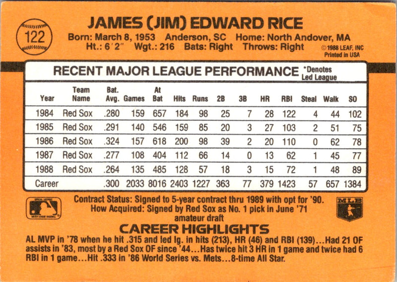 1989 Donruss Jim Rice