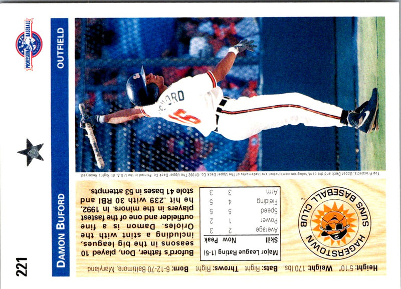 1992 Upper Deck Minors Damon Buford