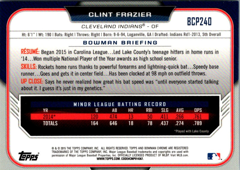 2015 Bowman Chrome Prospects Clint Frazier