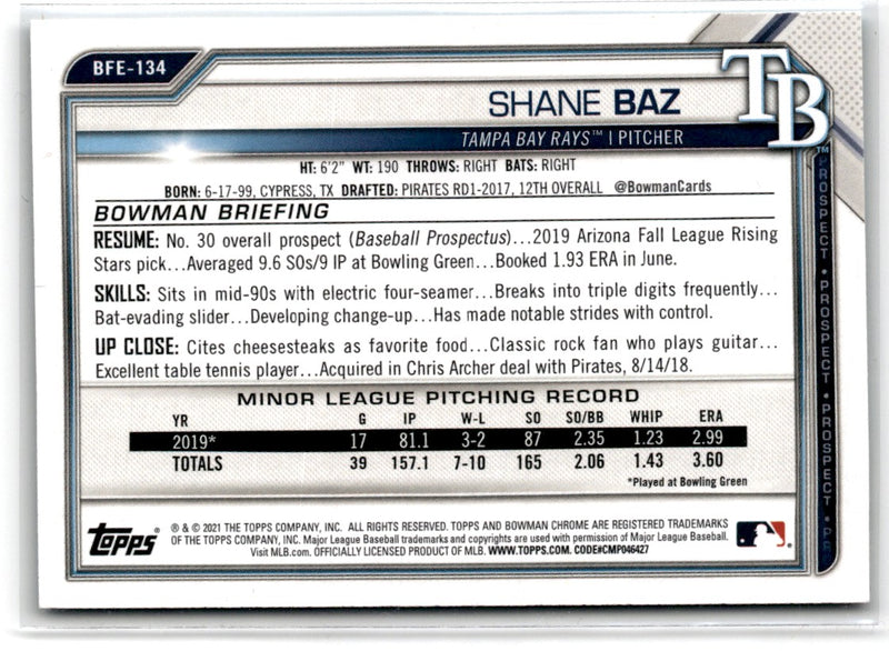 2021 Bowman 1st Edition Shane Baz