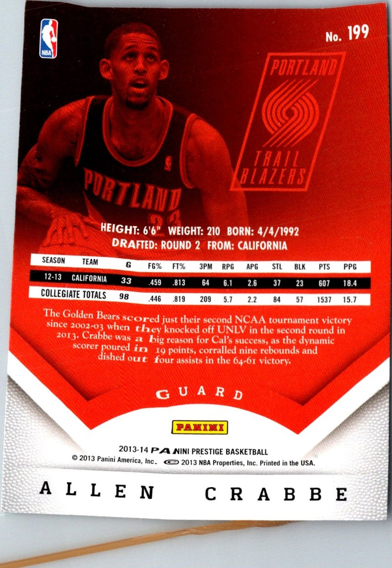 2013 Panini Prestige Allen Crabbe