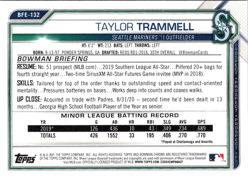 2021 Bowman 1st Edition Taylor Trammell