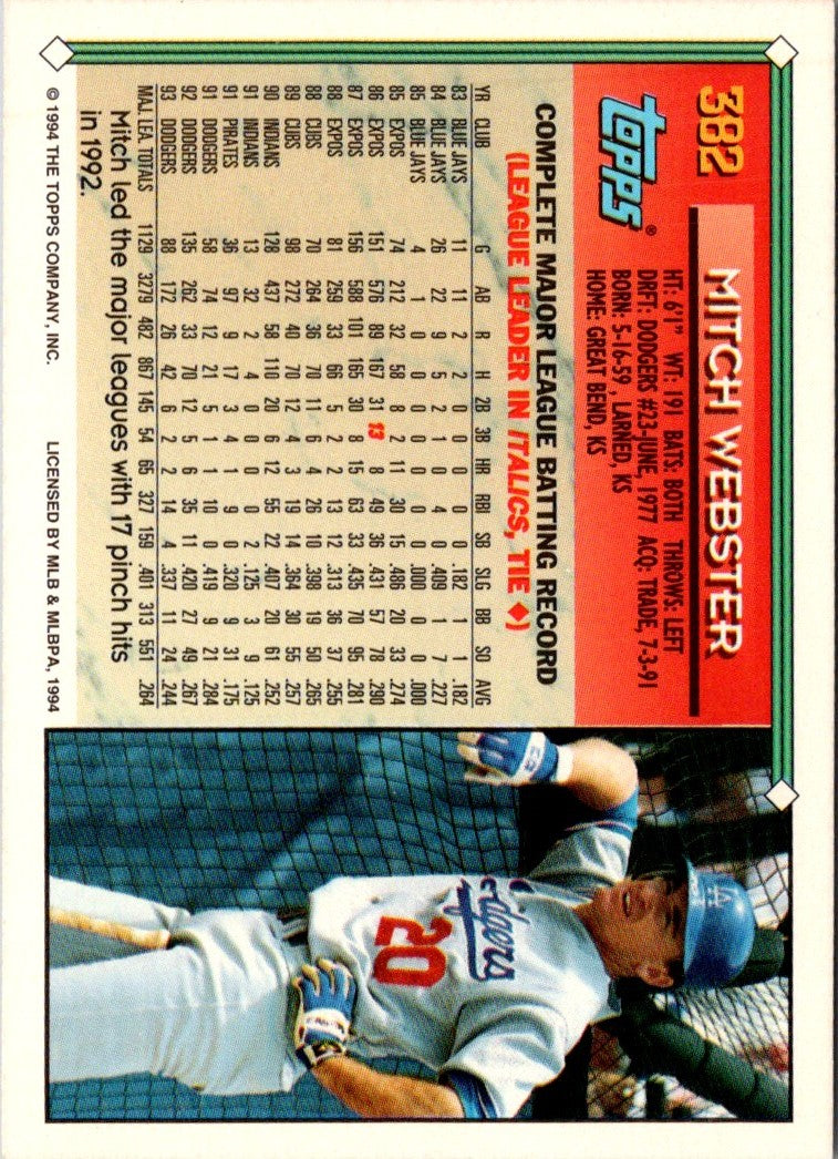 1994 Topps Mitch Webster