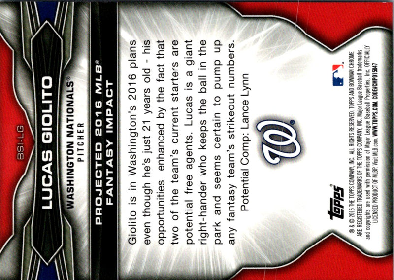 2015 Bowman Draft Picks & Prospects Scouts Fantasy Impacts Lucas Giolito