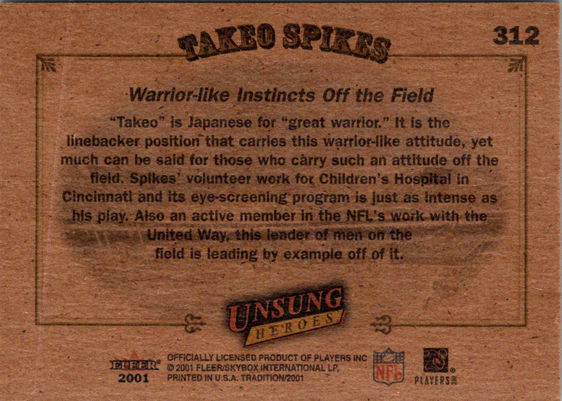 2001 Fleer Tradition Glossy Takeo Spikes