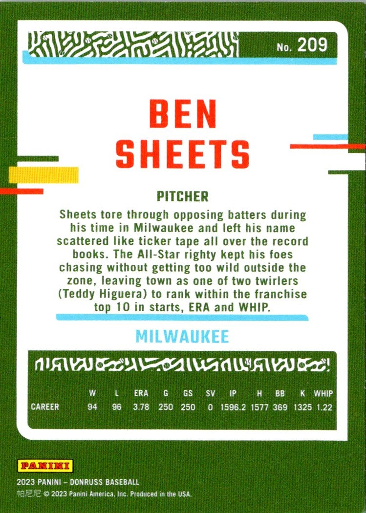 2023 Donruss Holo Blue Ben Sheets