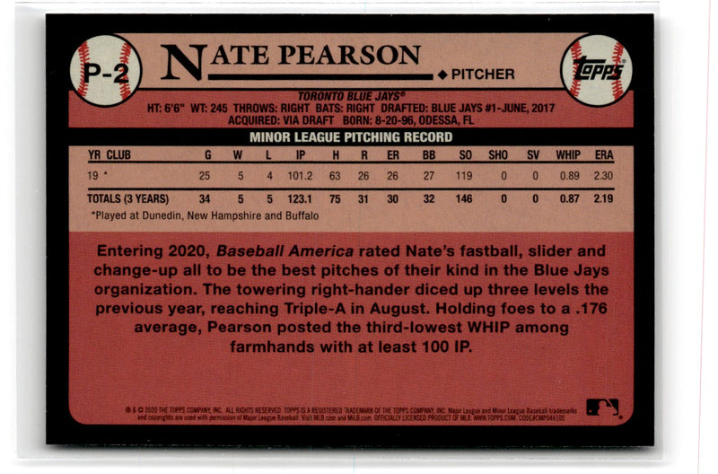 2020 Topps Update Prospects Nate Pearson