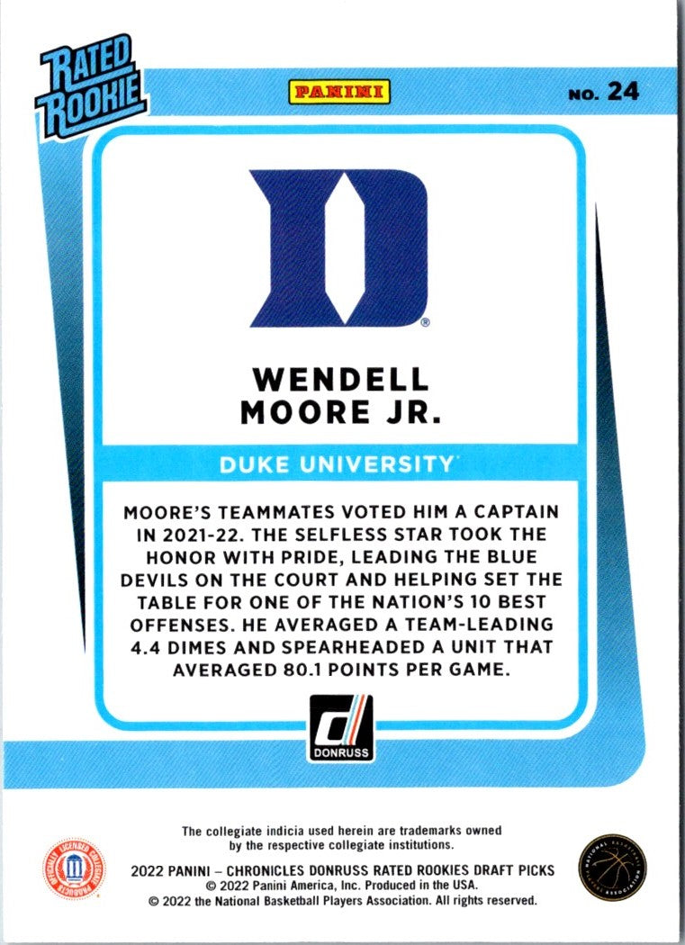 2022 Panini Chronicles Draft Picks Donruss Rated Rookies Wendell Moore Jr.