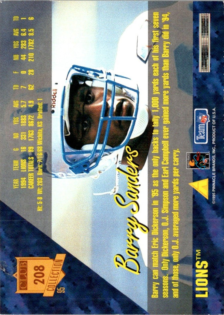 1995 Pinnacle Club Collection Barry Sanders