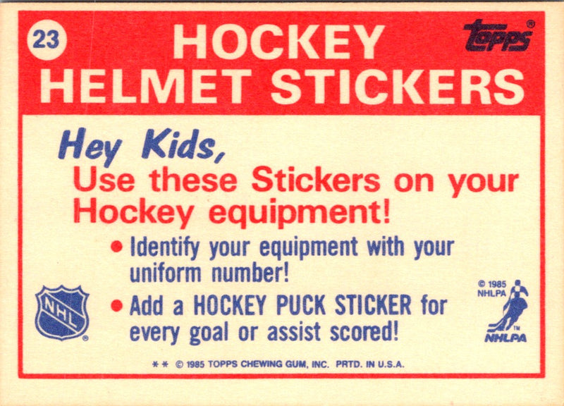 1985 Topps Sticker Inserts Montreal Canadiens