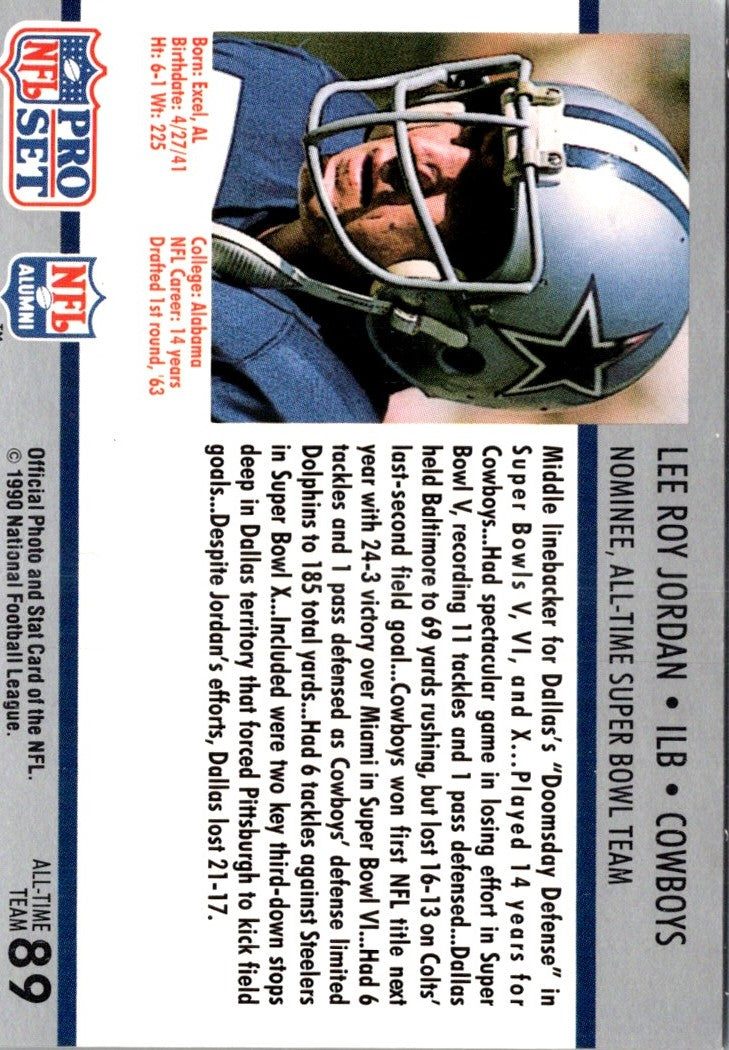 1990 Pro Set Super Bowl 160 Lee Roy Jordan