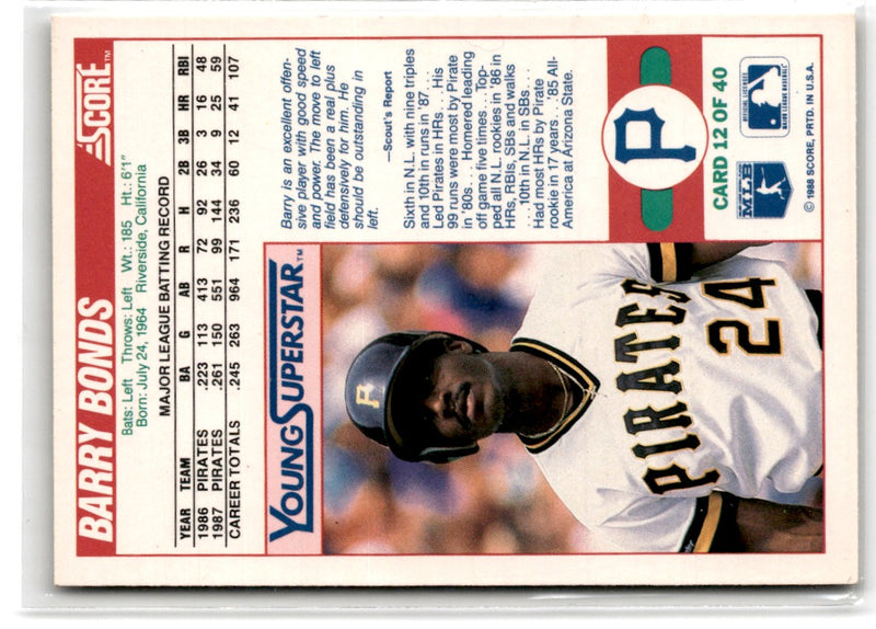 1988 Score Young Superstars II Barry Bonds
