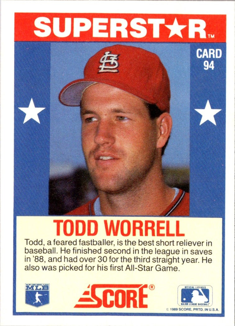 1989 Score Baseball's 100 Hottest Players Todd Worrell