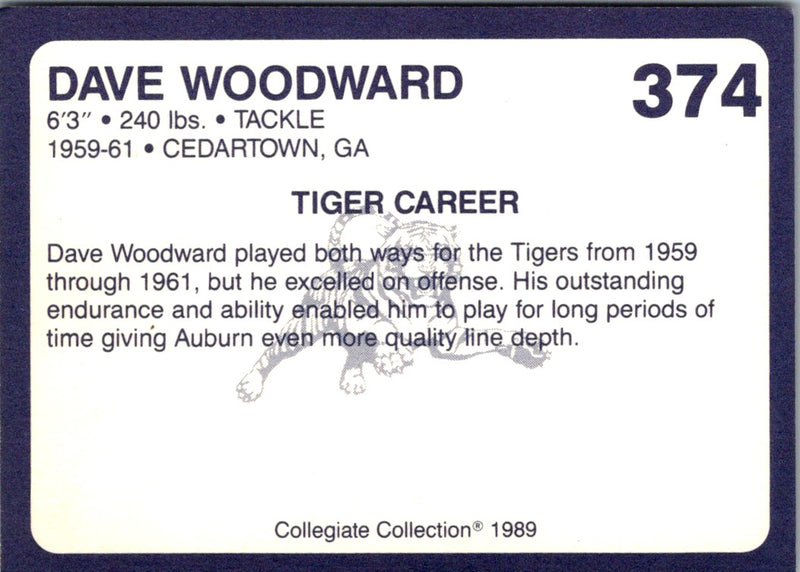 1989 Collegiate Collection Auburn Coke 580 Dave Woodward