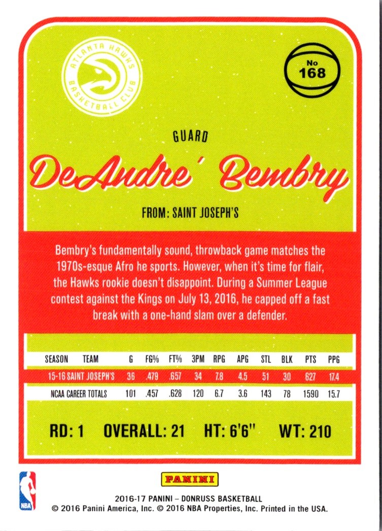 2016 Donruss DeAndre' Bembry