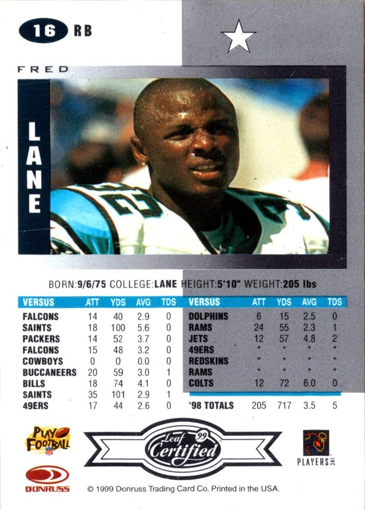 1999 Leaf Certified Fred Lane