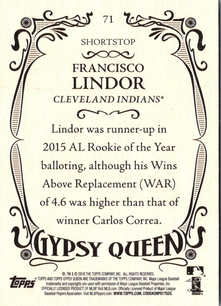 2016 Topps Gypsy Queen Francisco Lindor