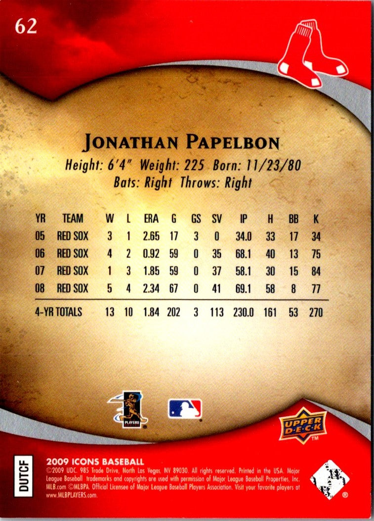 2009 Upper Deck Icons Retail Red Jonathan Papelbon