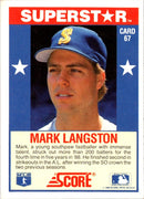 1989 Score Baseball's 100 Hottest Players Mark Langston