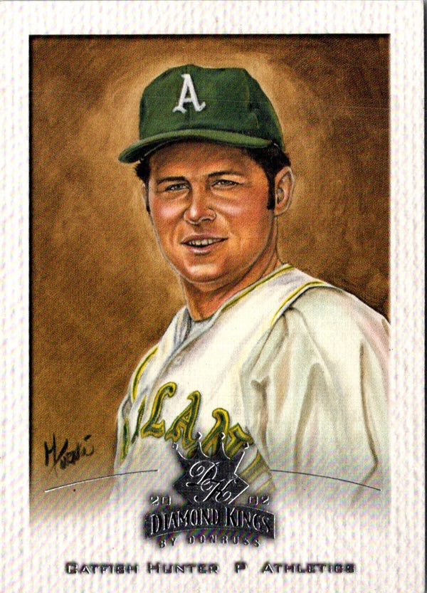 2002 Donruss Diamond Kings Sample Gold Logo Front Stamp Back Catfish Hunter #138