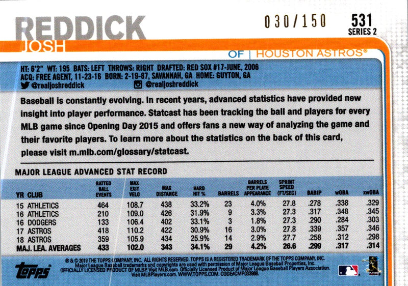 2019 Topps Josh Reddick