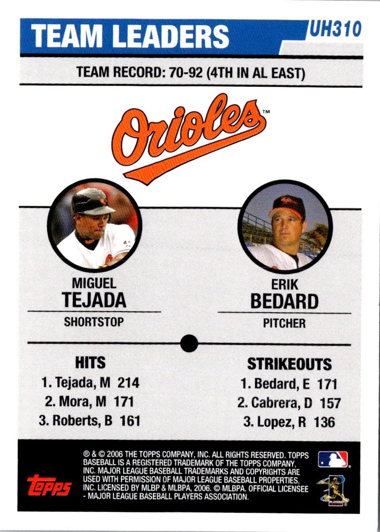 2006 Topps Updates & Highlights Miguel Tejada/Erik Bedard